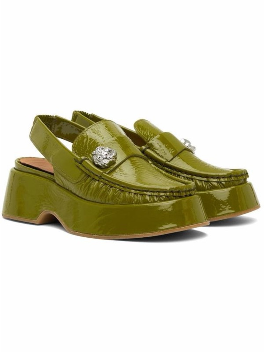 NWOT $495 Retro Flatform Slingback in Going Green. Size 37